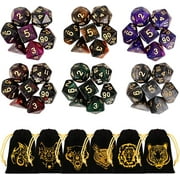 Naler 42 Pcs(6 Sets) DND Dice Polyhedral Dice with 6 Drawstring Bags for DND RPG MTG Dungeon and Dragons Table Board Roll Playing Games for 5 Years & up, All Ages