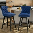thumbnail image 4 of TEWLOSS 26" Swivel Counter Height Bar Stools with Back Set of 2, Blue Velvet Kitchen Stools, 4 of 10