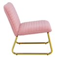 thumbnail image 2 of Breathable Teddy Velvet Chair with Metal Legs and 3.7" Soft Thick Cushion, Modern Leisure Office Chair with Non-slip Foot Mats, High Stability Side Chair for Livingroom Reading Room Bedroom, Pink, 2 of 9