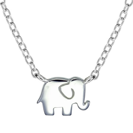 Motif Yellow Necklace - Sterling Silver Elephant Motif Station Pendant Necklace