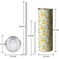 thumbnail image 5 of 20oz Yellow Lemon Fruit Slices White Pattern Skinny Tumblers Stainless Steel Tumbler with Lid and Straw,Vacuum Insulated Double Wall Travel Tumbler Cups with Cleaning Brush for Coffee,Tea, 5 of 6