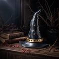 thumbnail image 3 of Halloween Decor Witch Hats 7Inch Resin Black Wizard Hat Tabletop Party Supplies Mantel Fireplace Gift, 3 of 7