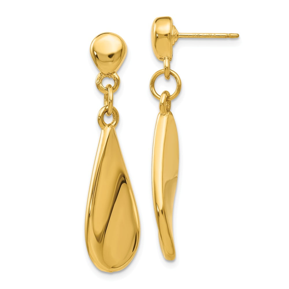 Details about   Real 14kt Yellow Gold CZ Teardrop Post Earrings