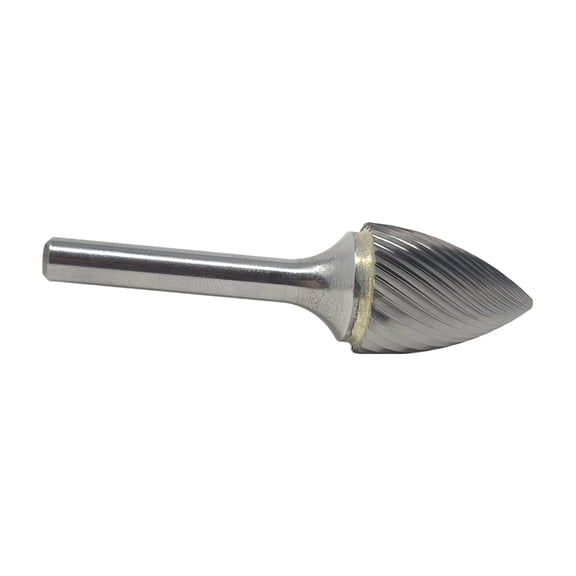 SG-7 Single Cut Tree Pointed 3/4" x 1" Carbide Burr Bur Tool Die Grinder Bit 1/4" Shank