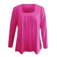 thumbnail image 3 of Yigetop Long Sleeve Tops Women's Button Down Blouse with Eyelet Embroidery Long Sleeve V Neck T Shirt Trendy Spring Casual Pullover Loose Tops Eyelet Tops for Women Hot Pink 2XL, 3 of 3