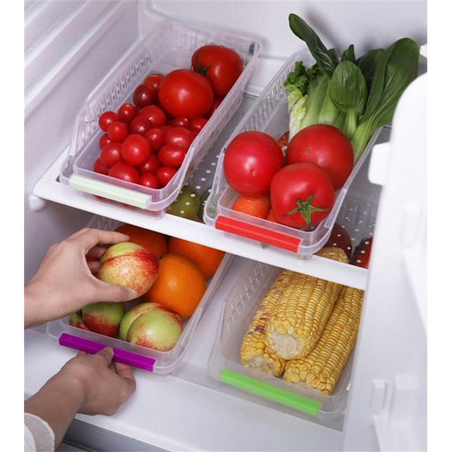 Cesta para guardar alimentos para frigorífico, pequeña, rosa brillar Electrónica