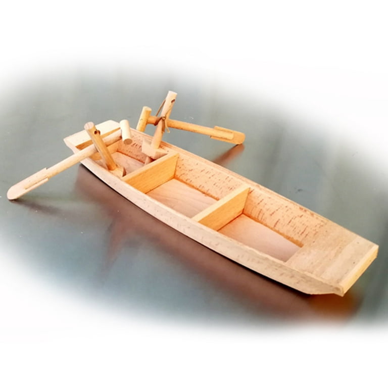 TOYMYTOY Wooden Mini Boat Model Small Wooden Fishing Boat Small