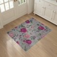 thumbnail image 3 of ODIKA 3'x5' Pink Purple Rose Garden Elegance Washable Area Rug Vintage Floral Design with Botanical Charm for Hallway, Laundry Room, Non-Slip, Flatweave, Easy Care, 3 of 7