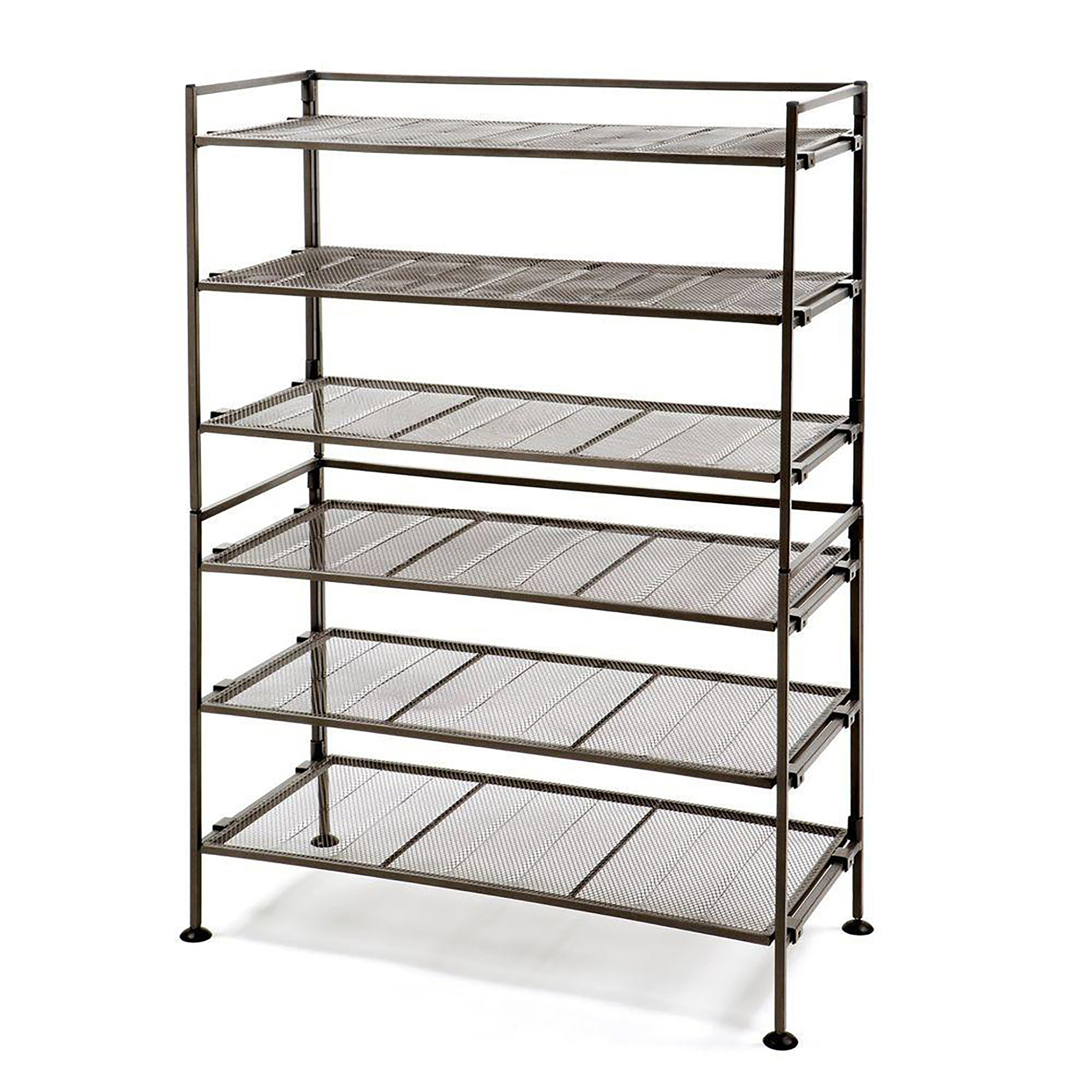 Seville Classics 3 Tier 24 Pair Iron Metal Shoe Rack, Brown, 27.25