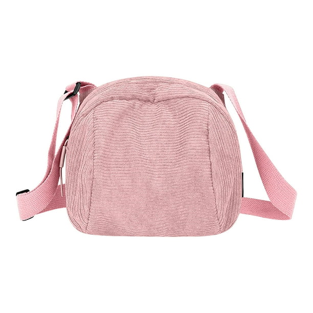 Bolso bandolera de pana para mujer | Bolso de hombro informal de gran capacidad con correa ajustable | Bolso ligero para viajes al aire libre | Bolso vintage de tela suave