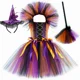 thumbnail image 3 of Disfraz de bruja de Halloween para niñas, vestido elegante con tutú, disfraz de bruja malvada, atuendo para niños pequeños, vestido de fiesta de carnaval de Purim, 3 of 5