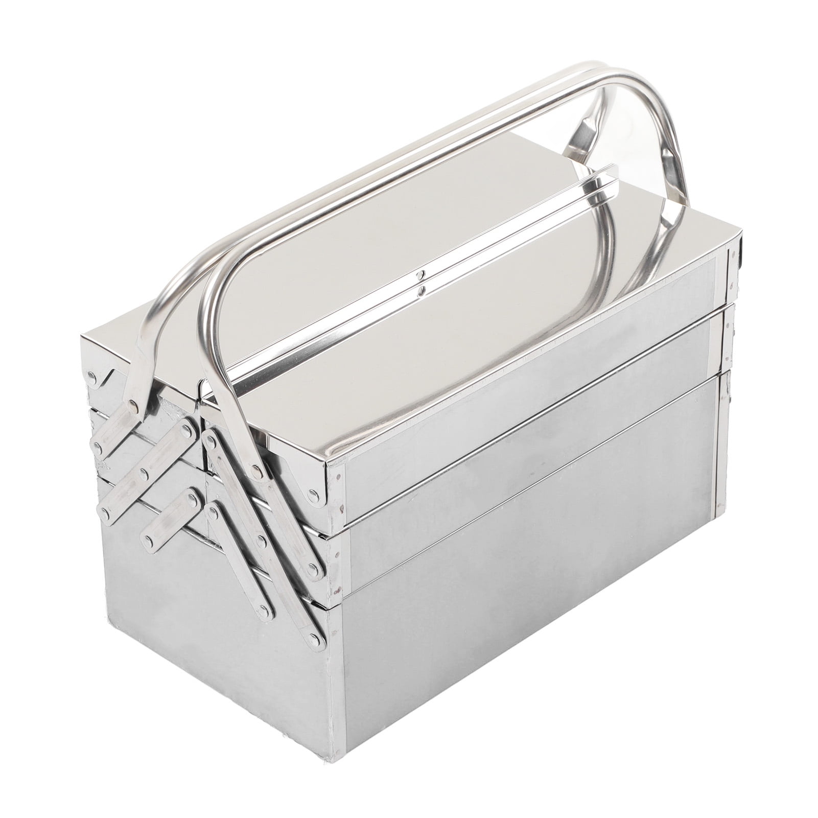 Portable Metal Tool Box, 3-Layer 5-Tray Portable Cantilever Tool Box Steel Toolbox, Folding Organizer Storage Box Cantilever Toolbox for Garage Auto Maintenance