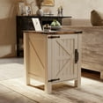 thumbnail image 7 of OKD Nightstand Set of 2 with Charging Station, Farmhouse Rustic Wood Side Table for Living Room, End Table for Bedroom, Antique White, 7 of 7