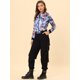 thumbnail image 4 of Dde San Patricio ChaqueDe Bombardero Floral LigeCon CremalleY Cuello Alto PaMujer Azul S, 4 of 6