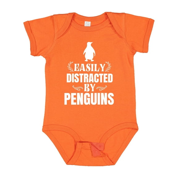 Inktastic Easily Distracted by Penguins Boys or Girls Baby Bodysuit