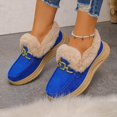 thumbnail image 3 of FRSASU Women's Winter Loafers Dressy Casual Slip On Non Slip Round Toe Fur Lined office Walking Shoes Blue, 3 of 7