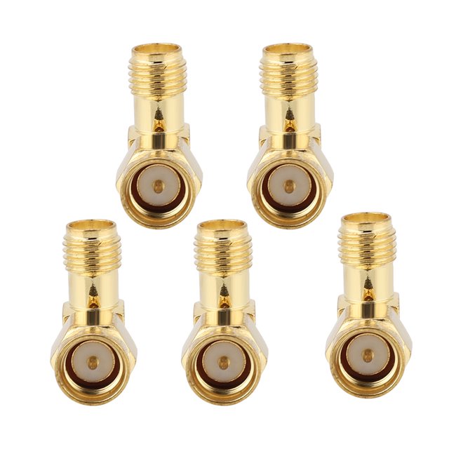 5 uds SMA macho a SMA hembra ángulo recto conector de 50 OHM para adaptador de antena DAB