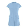 thumbnail image 5 of GEWSEY Women's Casual T Shirt Dress Summer Short Sleeve Swing Dresses with Pockets (Light Blue, XL), 5 of 6