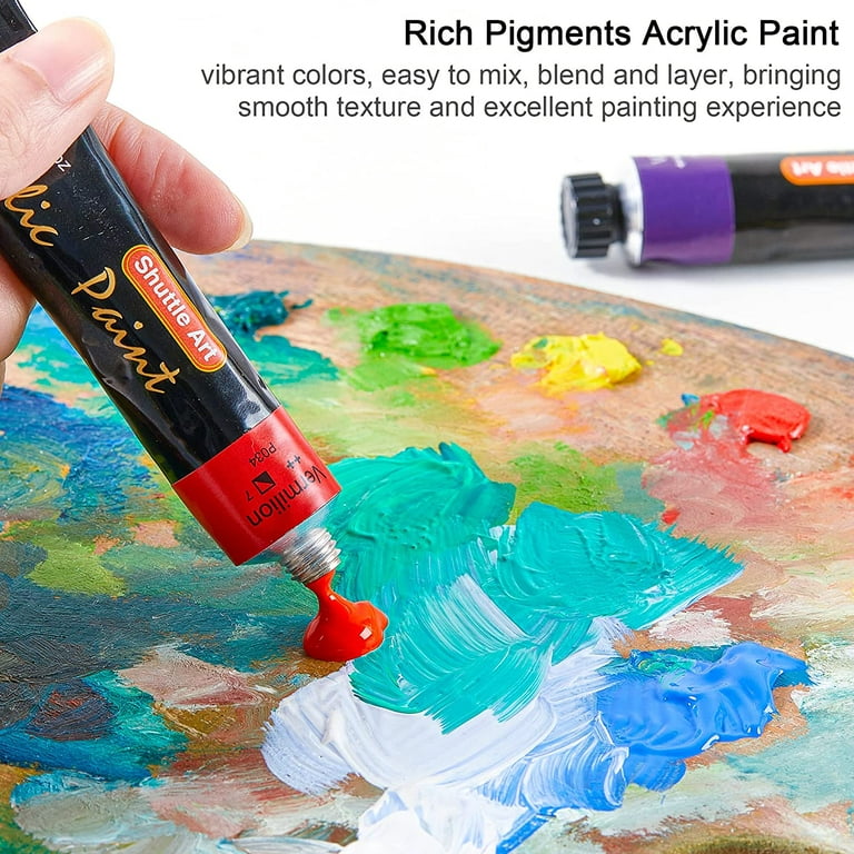 Shuttle Art Acrylic Paint Set, 36 Colors Acrylic Paint with Brushes & Palette, 2oz Bottles, Rich Pigments Non-Toxic Paint for Artists Kids & Adults