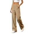 thumbnail image 2 of Oksale Khaki Pants for Women High Waisted Chino Pants with Pockets Trendy Vintage Loose Straight Leg Dress Pants Lightweight Trendy Trousers Khaki M, 2 of 8
