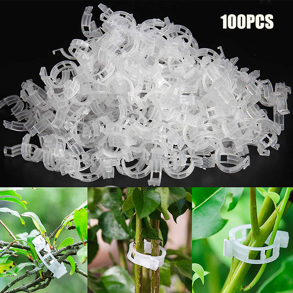 Details about / 100Pcs Plastic Plant Support Clips Vine Tomato Stem Vegetable Fixing Clip Garden