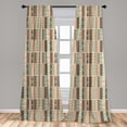 thumbnail image 4 of Ambesonne Geometric Curtains, Abstract Rhombus Square, Pair of 28"x84", Sepia and Dark Peach, 4 of 4