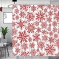 thumbnail image 2 of Christmas Snowflake Extra Long Shower Curtain, Red White Snow Winter Holiday Xmas Festival Rustic Fantasy Bathroom Home Curtain Decor with Hooks,70" Wx84 H, 2 of 6