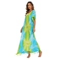 thumbnail image 2 of Beautybatik Olive Women Hippie Tie Dye Caftan Kaftan Loungewear Maxi Plus Size Long Dress 1X, 2 of 5
