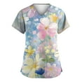 thumbnail image 3 of FrzhBrz Womens Nurse Uniforms Summer Summer Casual Scrubs for Women Tops V Neck Nursing Short Sleeve Tee Tops Medical Workwear with Pockets, 3 of 4