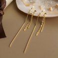 thumbnail image 3 of Trendy Long Chain Fringe Ear Clip on Earrings for Women Gold Tassel Earrings Non Piercing Party Earrings Jewelry Gifts, 3 of 7