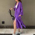 thumbnail image 4 of Vestido camisero largo con solapa para mujer Vestido camisero con abertura lateral elegante Vestido camisero suelto para la playa Hugtrwg Para estrenar, 4 of 7