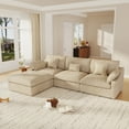 thumbnail image 3 of bokifol Cloud Sectional Couches for Living Room,Convertible L-Shape Couch with Ottoman,3 Seater Modular Sectional Sofa(Khaki), 3 of 13