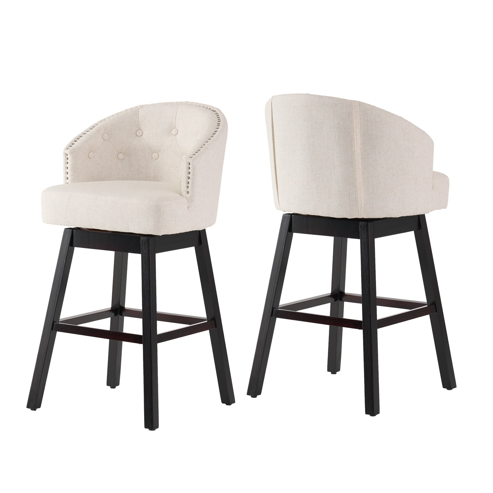 Kadyn Studio Bar Stool Set of 2, Modern Fabric Bar Stool with Wood Legs, Upholstered Fabric Barstool for Bar, Kitchen, Beige Kadyn Studio Bar Stool Set of 2, Modern Fabric Bar Stool with Wood Legs, Upholstered Fabric Barstool for Bar, Kitchen, Beige