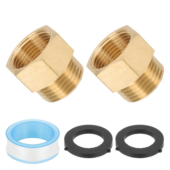 Uxcell 3/4" NPT Female x 3/4" GHT Male Brass Pipe Fitting with Tape for Air Gas- 2Pcs