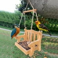thumbnail image 3 of Outdoor Wooden Swing Bird Feeder, Squirrel-Proof Metal Mesh Tray with Bench Design, High-Capacity Rust-Resistant Hanging Bird Feeder for Balcony Villa Garden Porch & Yard Decor–Easy Fill & Clean, 3 of 5