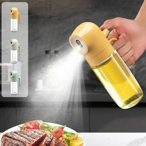 Blaxill Cooking Oil Spray Bottle | Fine Mist Atomizing Glass Sprayer | Leak-Proof One-Handed Design | Portable for Home, BBQ, Travel | 20.7 x 9.5 cm | White/Yellow/Green | 1 Unit