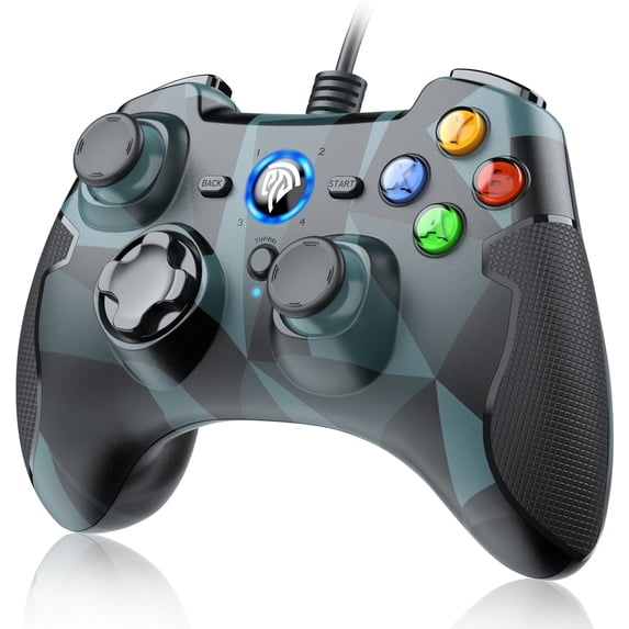 EasySMX Wired PC Game Controller Gamepad Joysticks Dual Shock for Windows/ Android/ PS3/ TV Box/Tesla, ESM-9100, Army Camouflage
