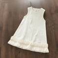 thumbnail image 5 of ITSAME Girls Dress, Ruffled Hem Round Neck Sleeveless Summer Casual Fashion A-Line Dress Beige 5-6T, 5 of 9