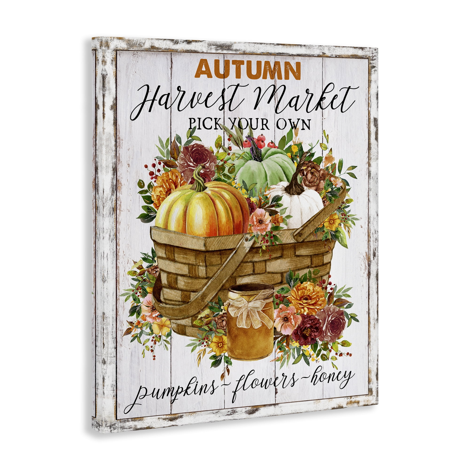 Stupell Industries Autumn Floral Market Holiday Painting Gallery Wrapped Canvas Art Prints Wall Art, 16 x 20