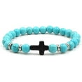 thumbnail image 6 of 6Pcs Cross Natural Stone Stretch Bracelet Set Beads 8mm Lava Rock Tiger Eye Strand Elastic Healing Turquoise for Men Women Religion Jewelry, 6 of 6