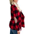 thumbnail image 4 of Women's Shawl Collar Plaid Cardigan Long Sleeve Elbow Patch Open Front Kimono Sweater Tops, 4 of 5