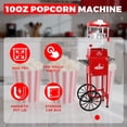 thumbnail image 3 of Dolonm 10 oz Popcorn Machine Cart with Wheel, Stainless-Steel Kettle Popcorn Maker Cart Makes up to 40 Cups for Commercial Home Movie Party, Red, 3 of 12