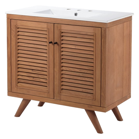 Sink Vanity Cabinet, White Natural, Ceramic, Wood, Modern Contemporary Farmhouse Coastal, Hotel Bedroom Bathroom Master Suite Guest