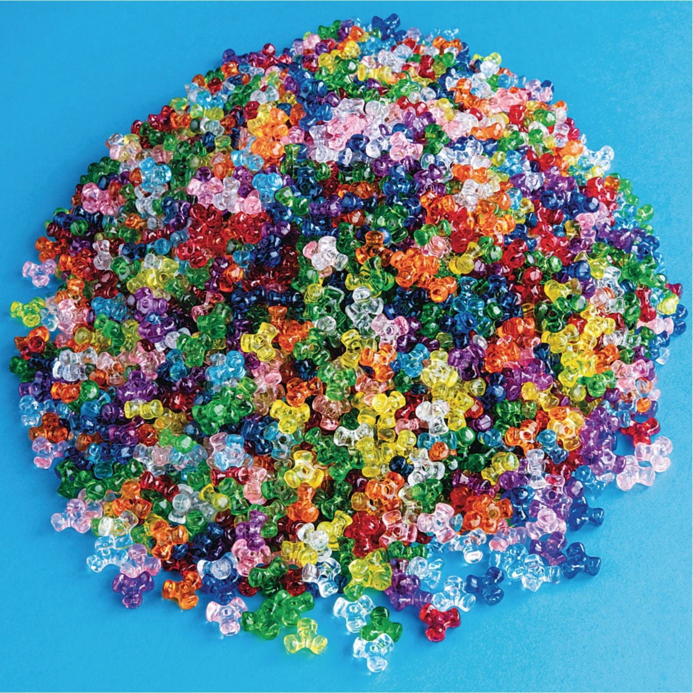 S&S Worldwide Tri-Bead Assortment. Great Mix of Transparent Colors Perfect for Jewelry Making With Elastic Cord or Wire, Plastic Beads - 11mm with 2mm Hole, 1lb. Bag - Approx. 3100 Beads