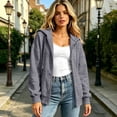 thumbnail image 5 of Resicozy Women Oversized Full Zip Hoodie Long Sleeve Sweatshirts Drawstring Pocket Loose Fall Zip Up Hooded Jacket Dark Gray 3XL, 5 of 8