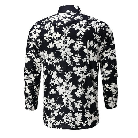 

Pianpianzi Scrub Jackets Men Long Sleeve Thin T Shirt Men Lightweight Cotton Shirts Men Men s Spring And Summer Long-sleeved Hawaiian Floral Print Beach Shirt Top