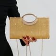 thumbnail image 6 of Jaucin Stylish Striped Clutch in Gold and Green with Removable Chain Accessory Wedding Clutch Handbag Elegant Evening Bag, 6 of 14