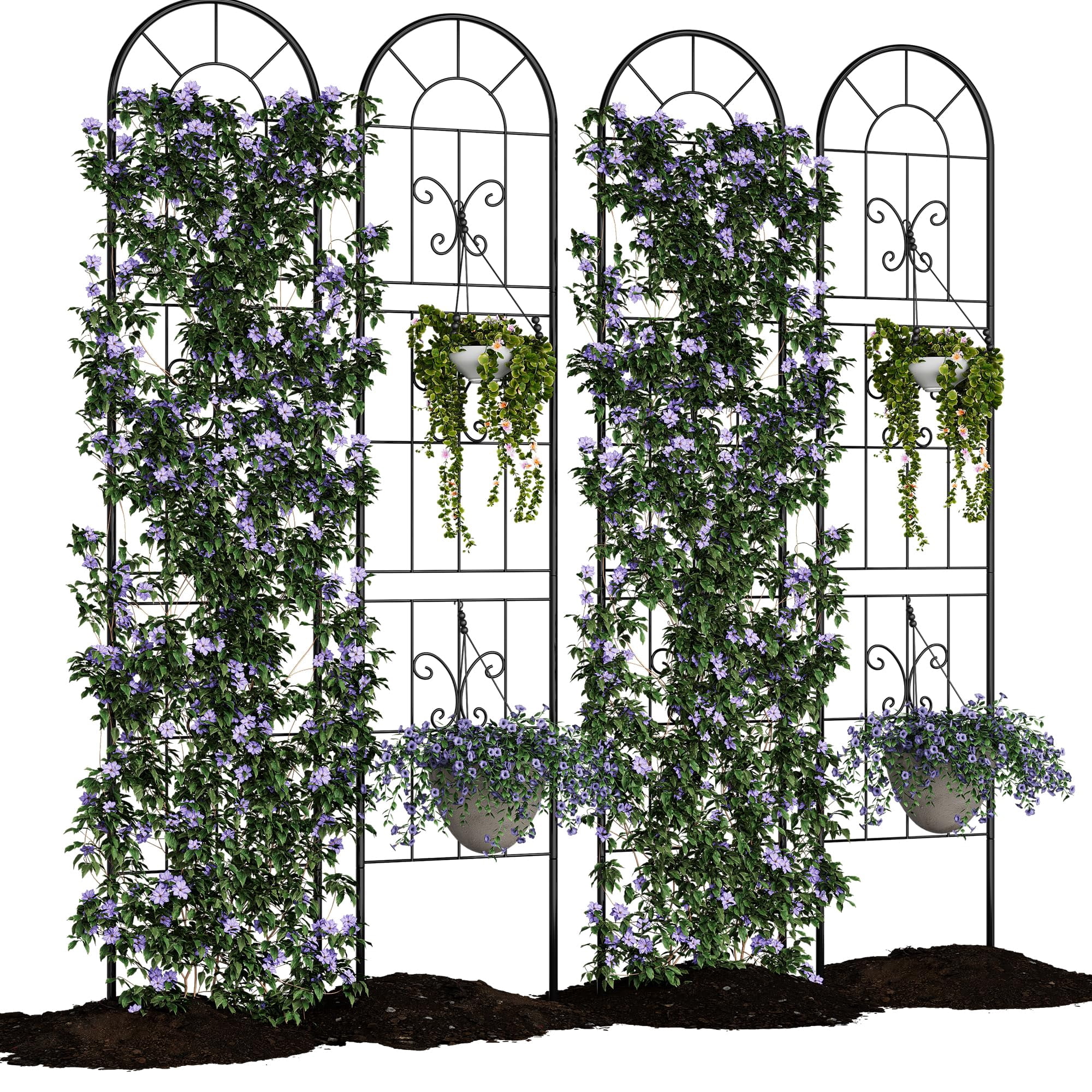 Garden Trellis, Garden Fencing for Climbing Plants, 2 Pack/4 Pack Decorative Plant Trellis Vegetables and Flower Trellis for Outdoor Patio