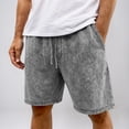 thumbnail image 2 of Gbsyewxs Mens Shorts Solid Color Elastic Waist Drawstring Loose Summer Denim Shorts For Men Grey, 2 of 4