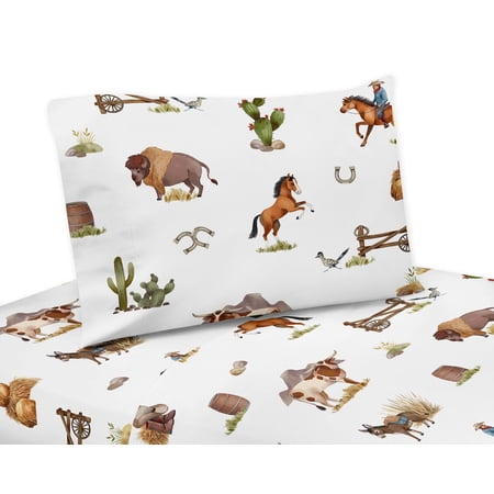Sweet Jojo Designs Country Western Taupe Brown and Cream 3 Piece Twin Size Sheet Set